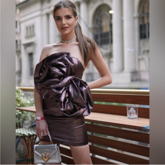 NWOT Zara Voluminous Statement Flower Dress in Pale Pink - Picture 6 of 16